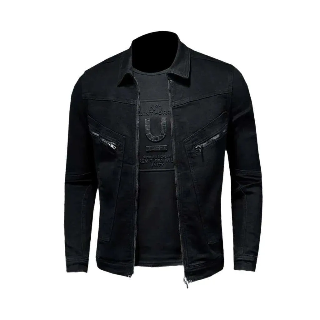 Black slim men's jean jacket