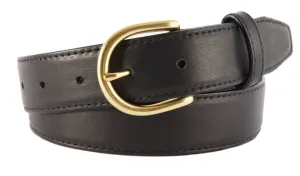 Black Smooth Leather Belt, Soho Buckle (Gold)