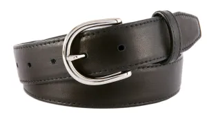 Black Smooth Leather Belt, Soho Buckle (Shiny Silver)