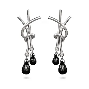 Black Spinel and Diamond Splash Earrings