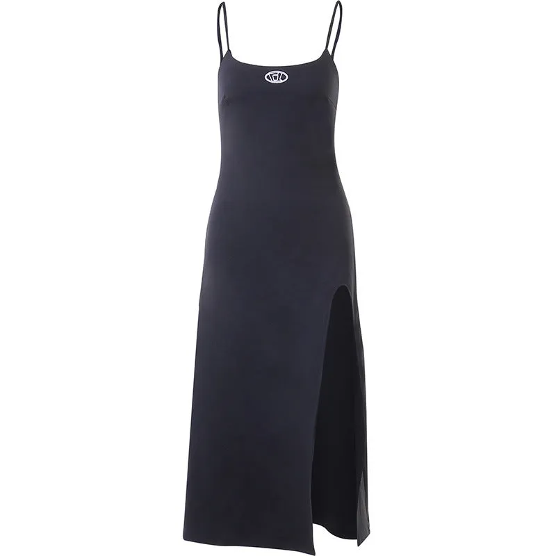 Black Split Hem Bodycon Dress