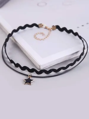 Black Star Charm Layered Choker for Women Jewelry for Women Necklace Accessories