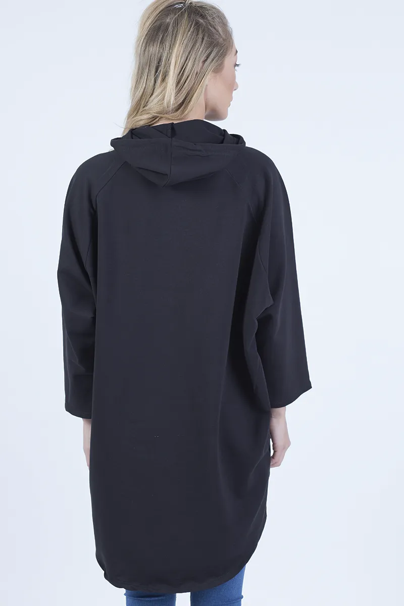 Black Star Diamante Oversized Hoodie - Sarah