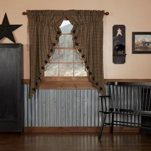 Black Star Scalloped Prairie Short Panel Set of 2 63x36x18  **BACKORDERED UNTIL DECEMBER 2024**