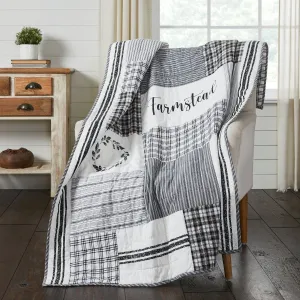 Black Stenciled Patchwork Quilted Throw