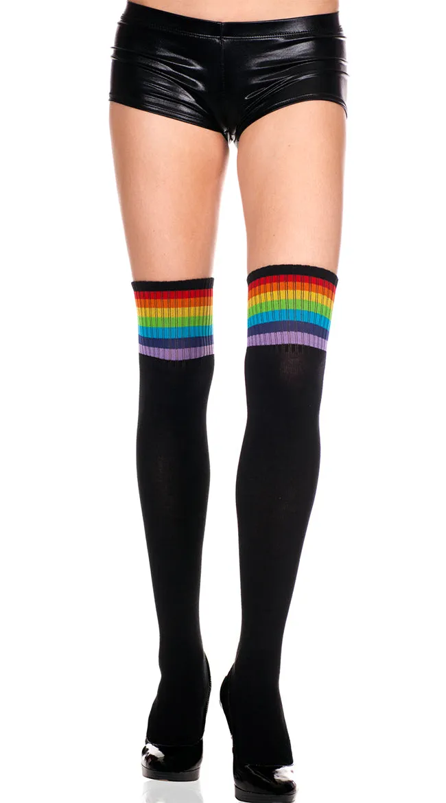 Black Stockings with Rainbow Topper