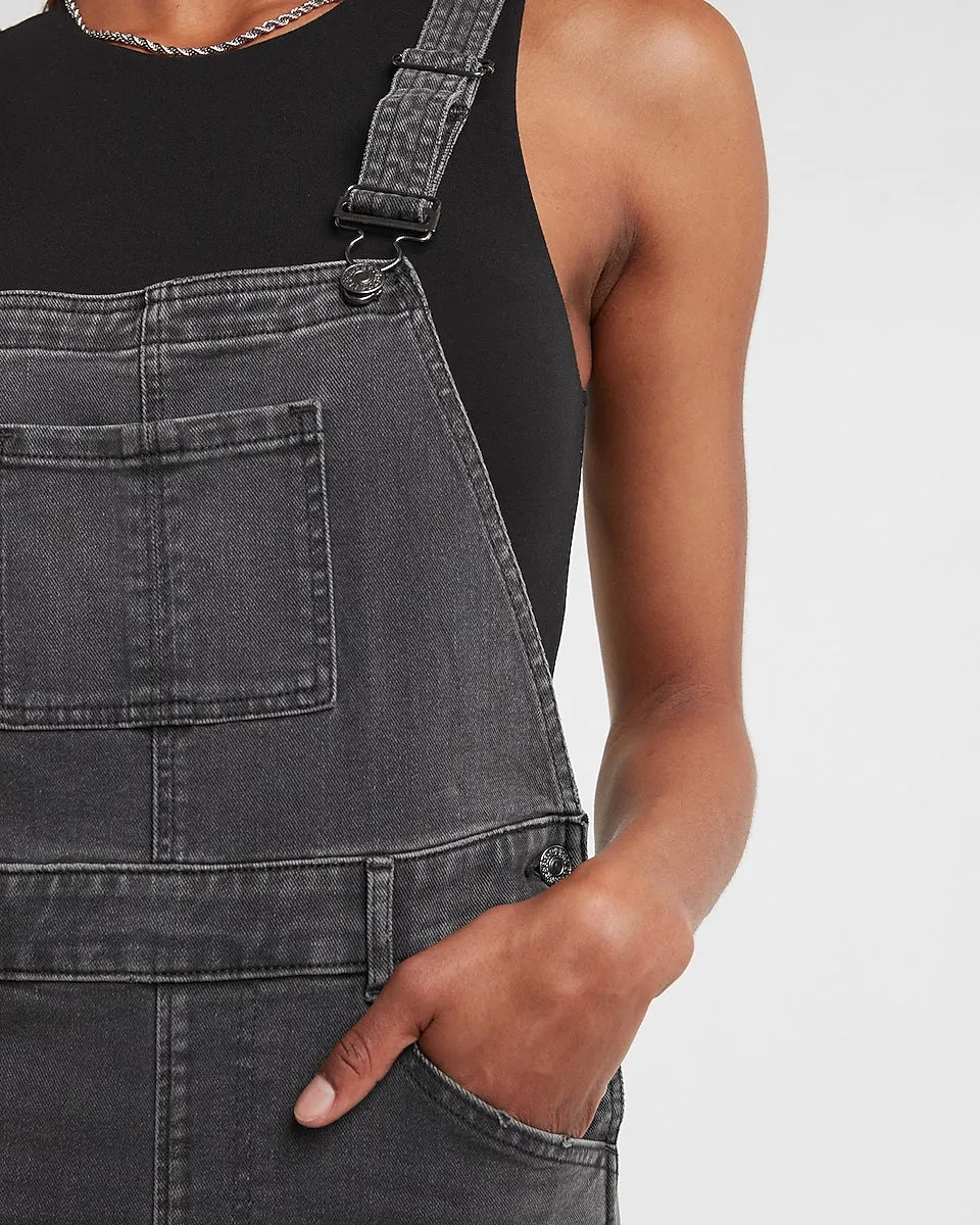 Black Straight Jean Overalls in Pitch Black