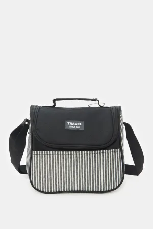 Black Striped Lunch Bag