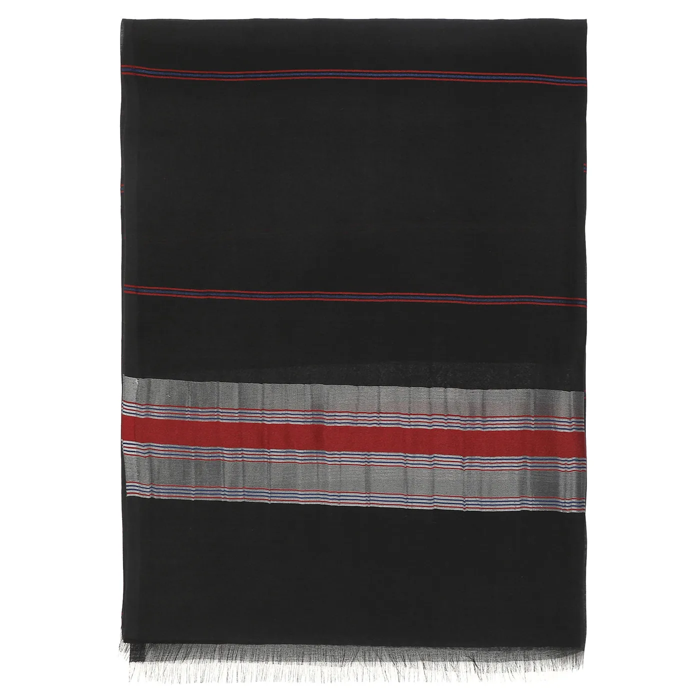 Black Striped Silk Tencel Dupatta