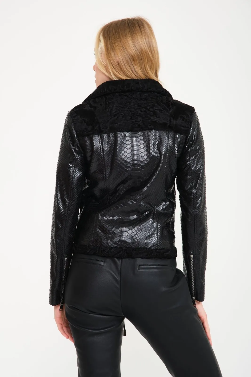 Black Swakara / Python Leather Jacket