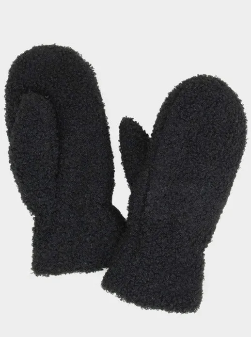 Black Teddy Knit Mittens