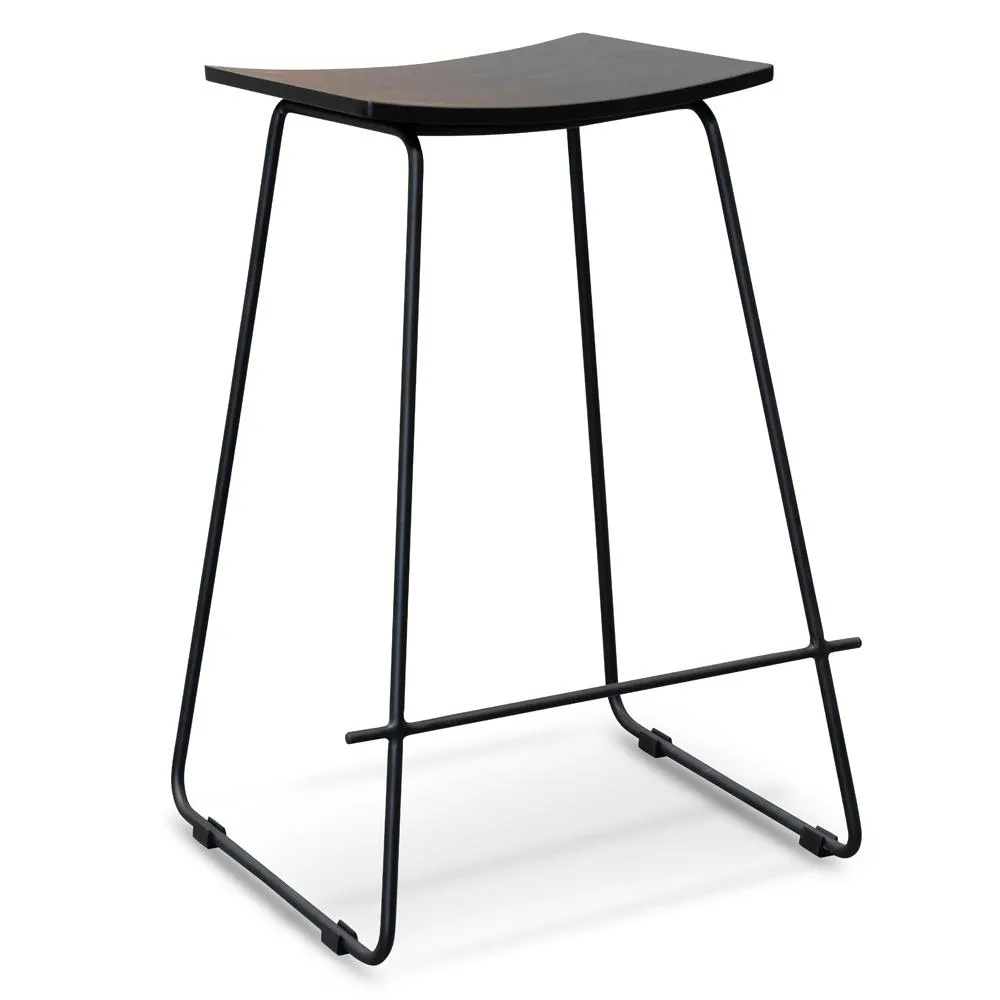 Black Timber Seat 65cm Bar Stool - Black Frame