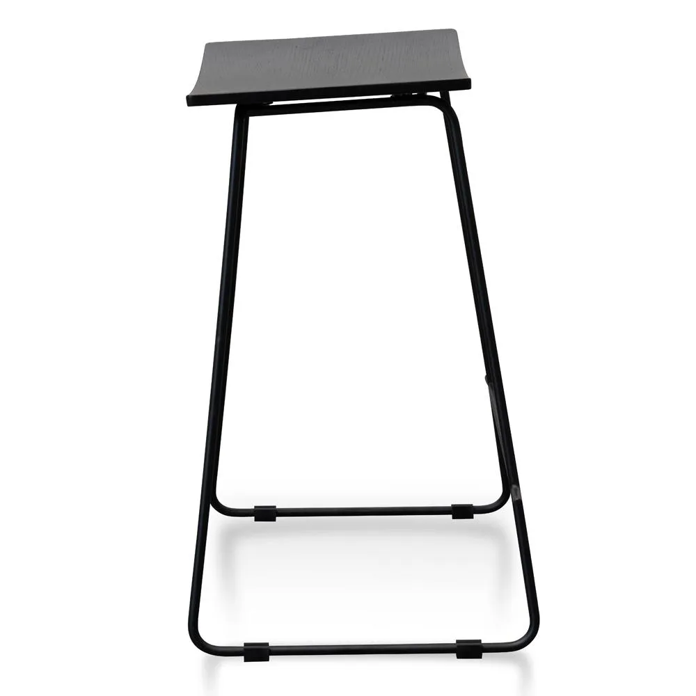 Black Timber Seat 65cm Bar Stool - Black Frame