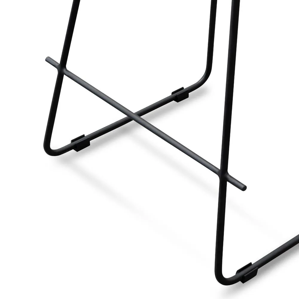 Black Timber Seat 65cm Bar Stool - Black Frame