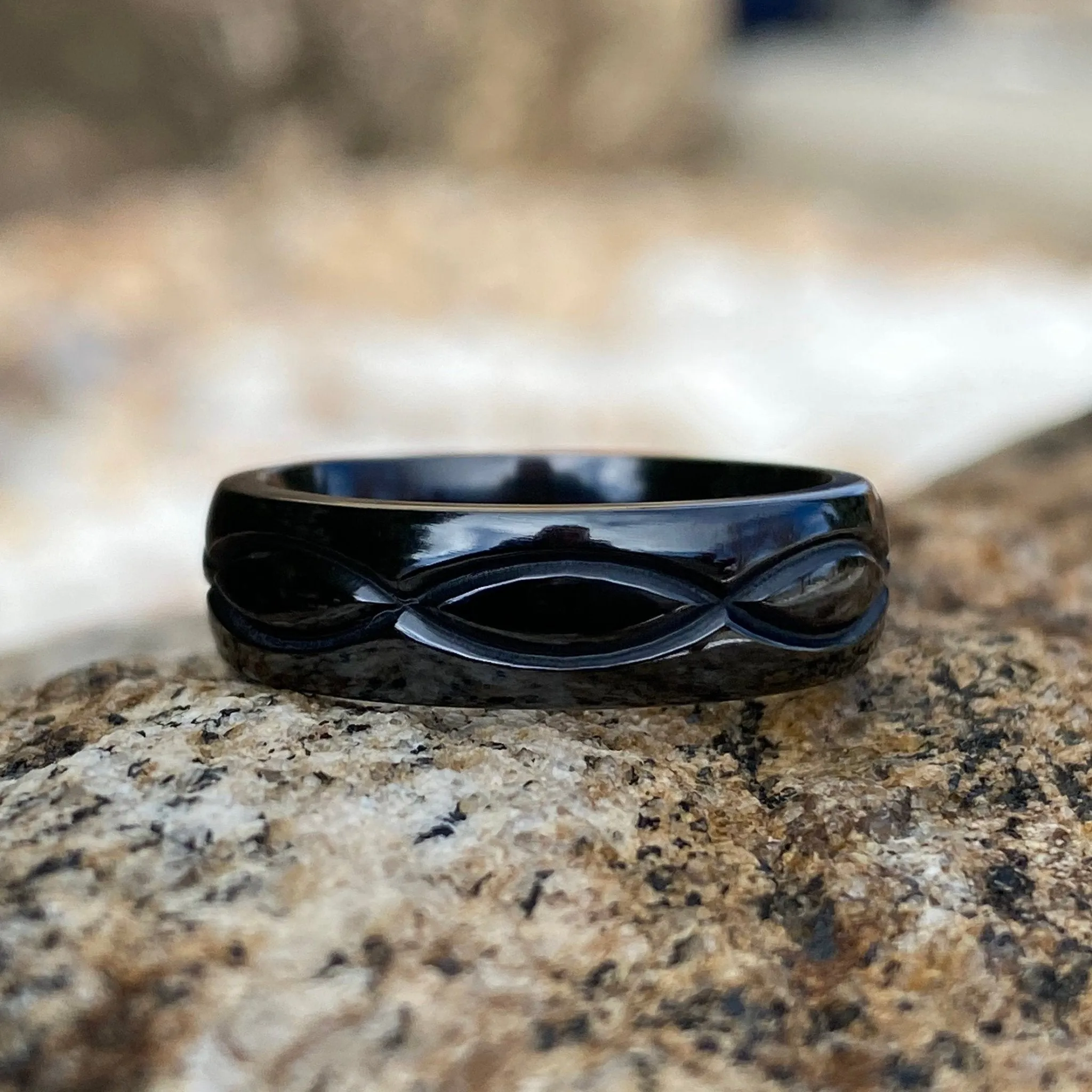 Black Titanium His and Her Infinity Set - Matching Wedding Bands