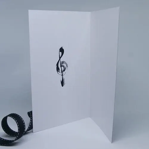 Black Treble Clef On White Greeting Card by Bright Butterfly