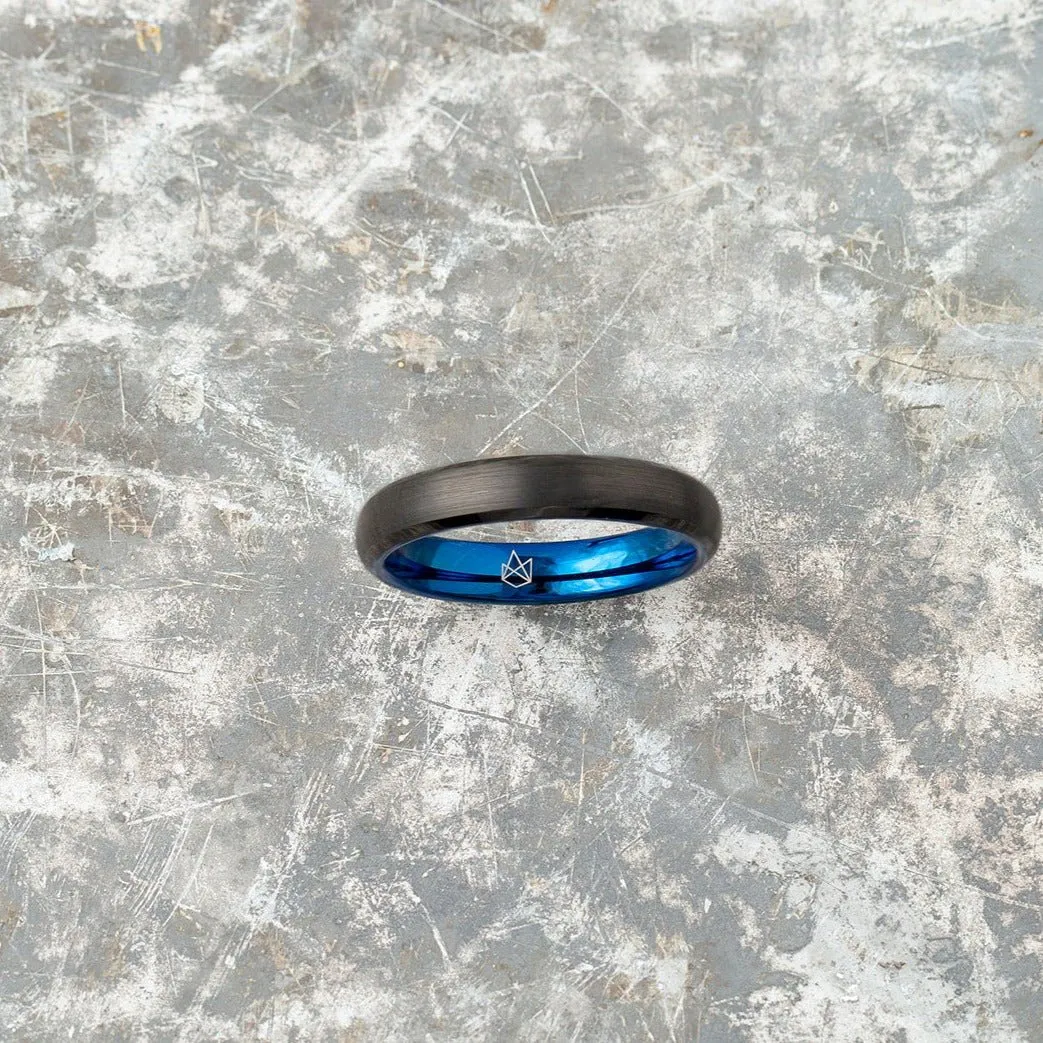 Black Tungsten Ring - Blue EMBR - 4MM