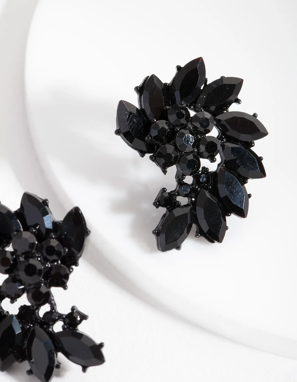 Black Twisted Flower Stud Earrings