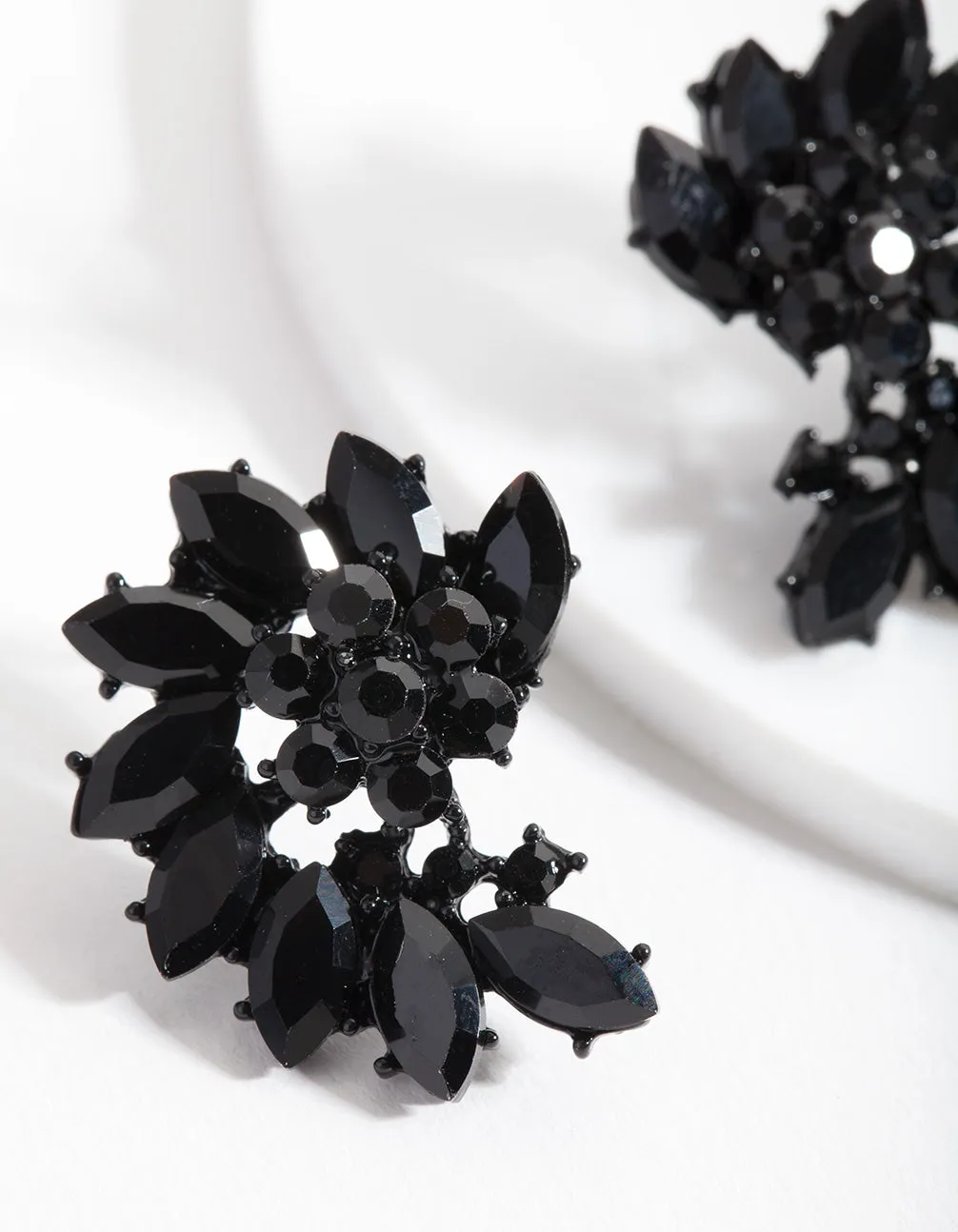 Black Twisted Flower Stud Earrings