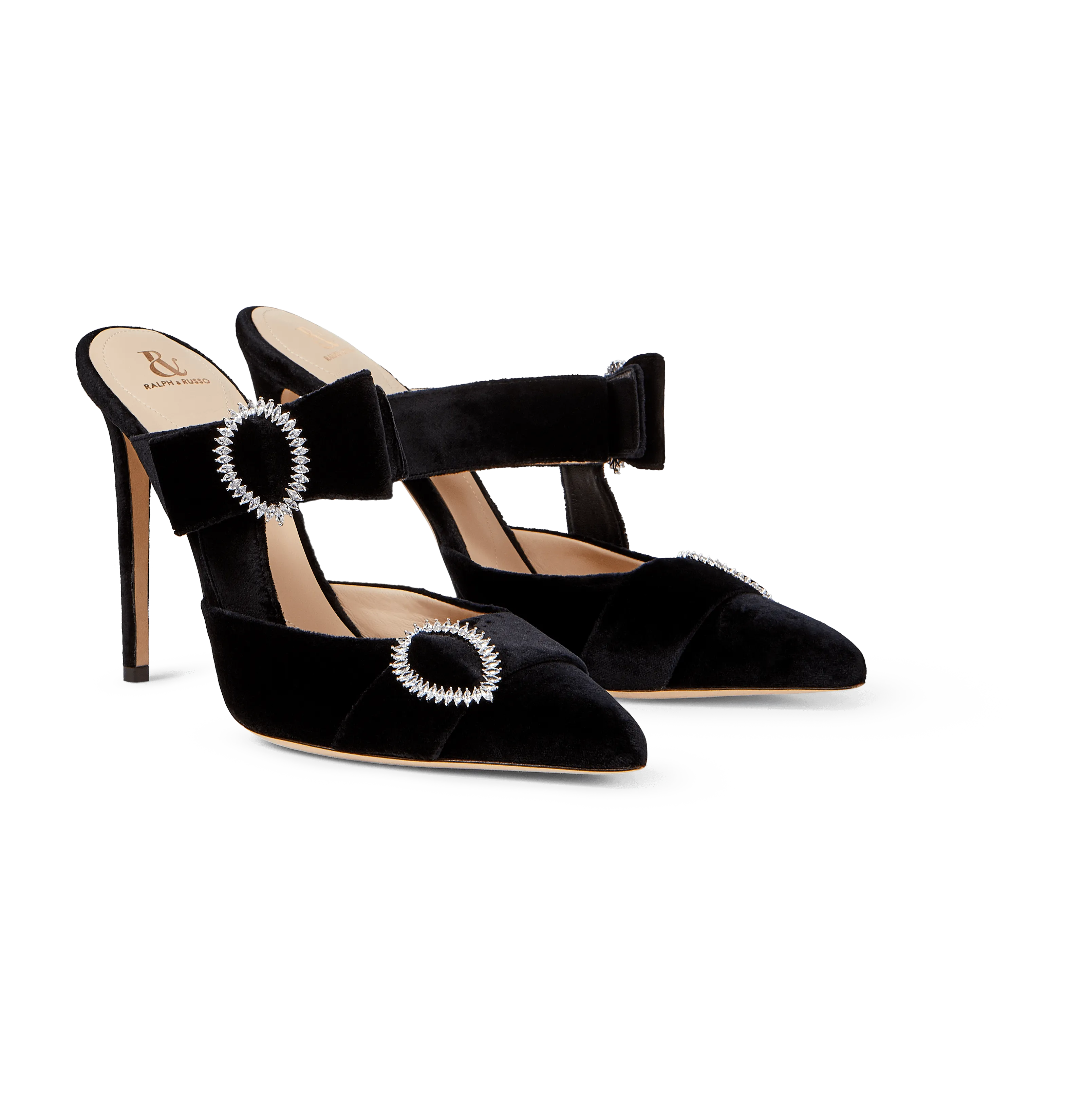 Black Velvet Bow Heel Mules