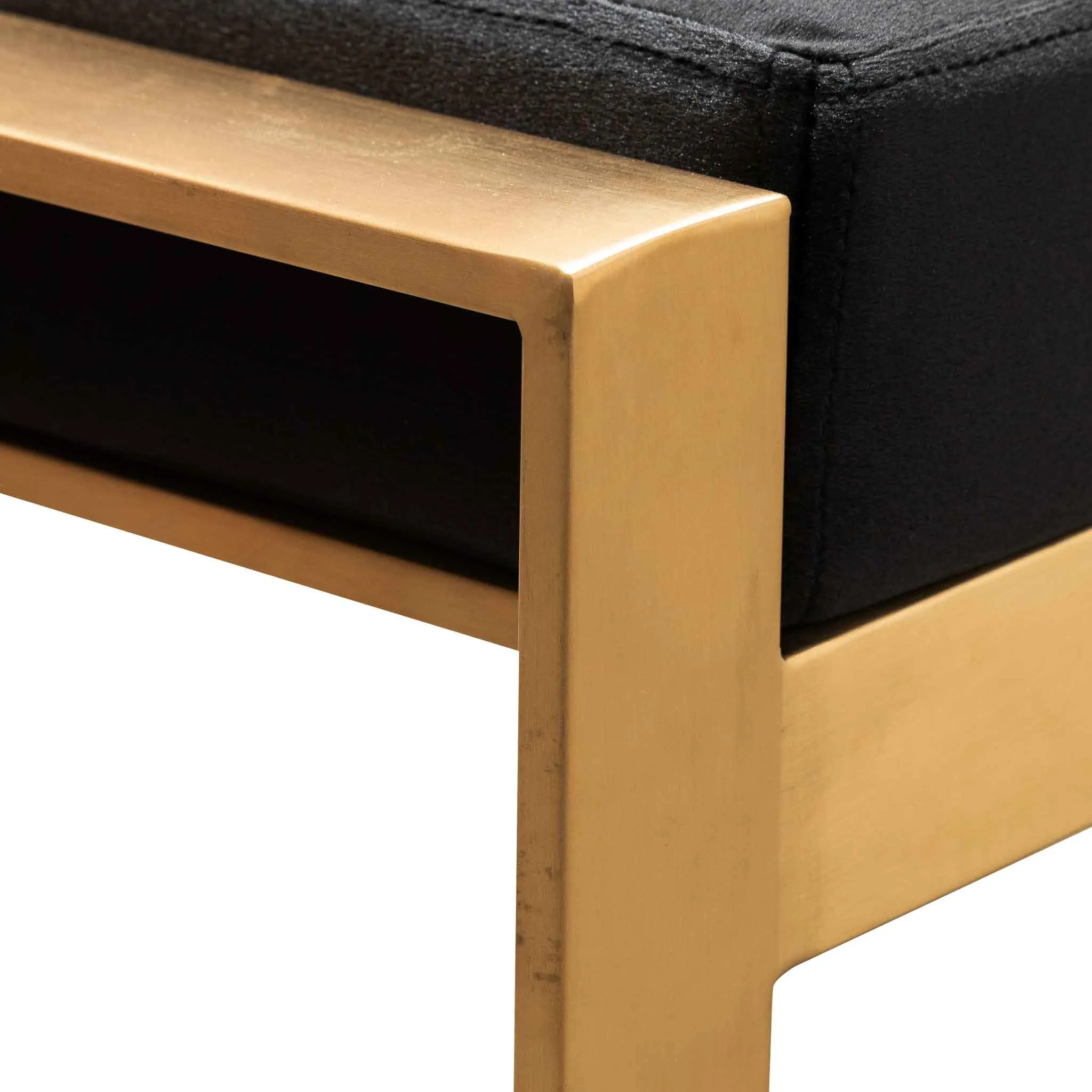 Black Velvet Ottoman - Gold Base