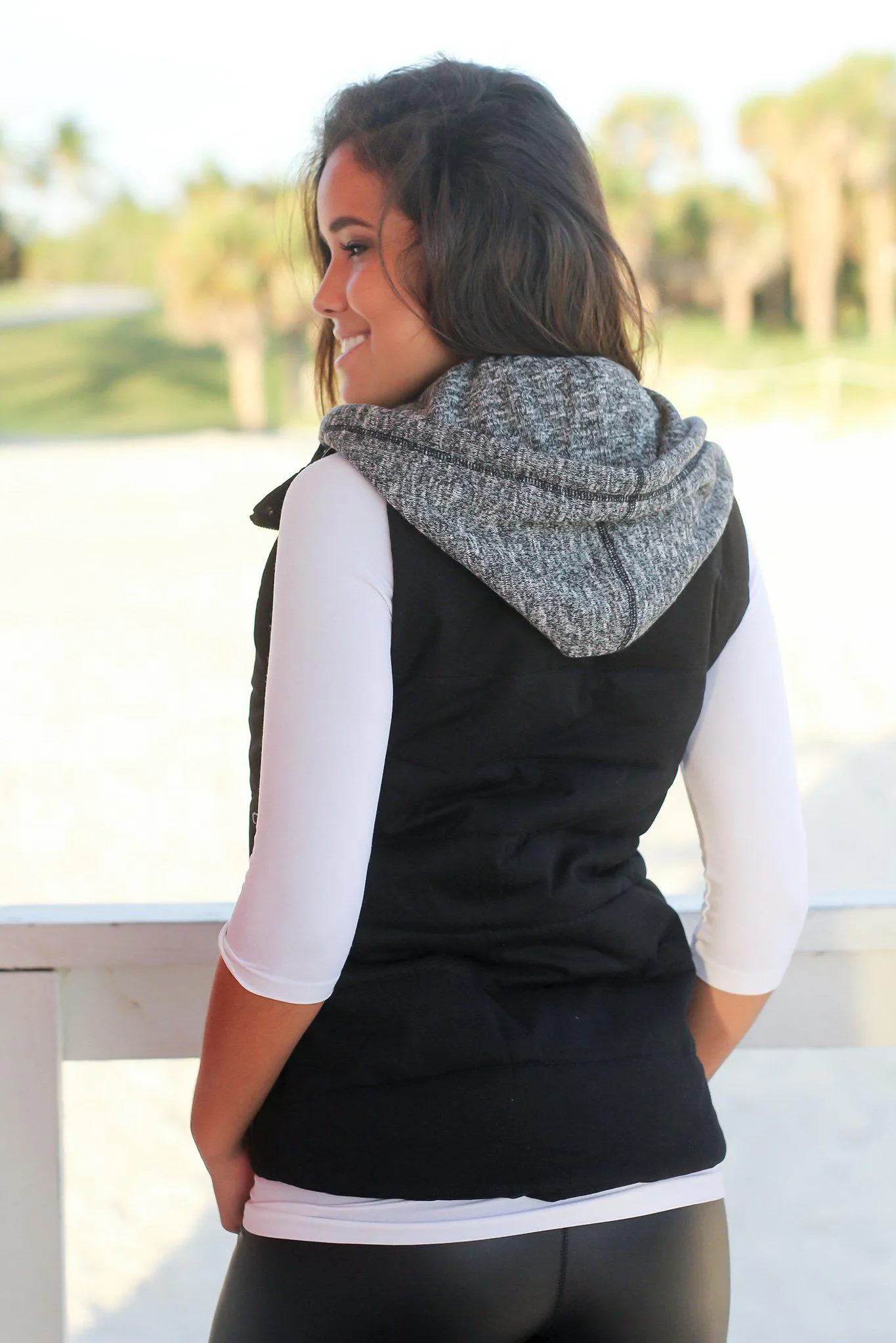 Black Vest with Gray Hood