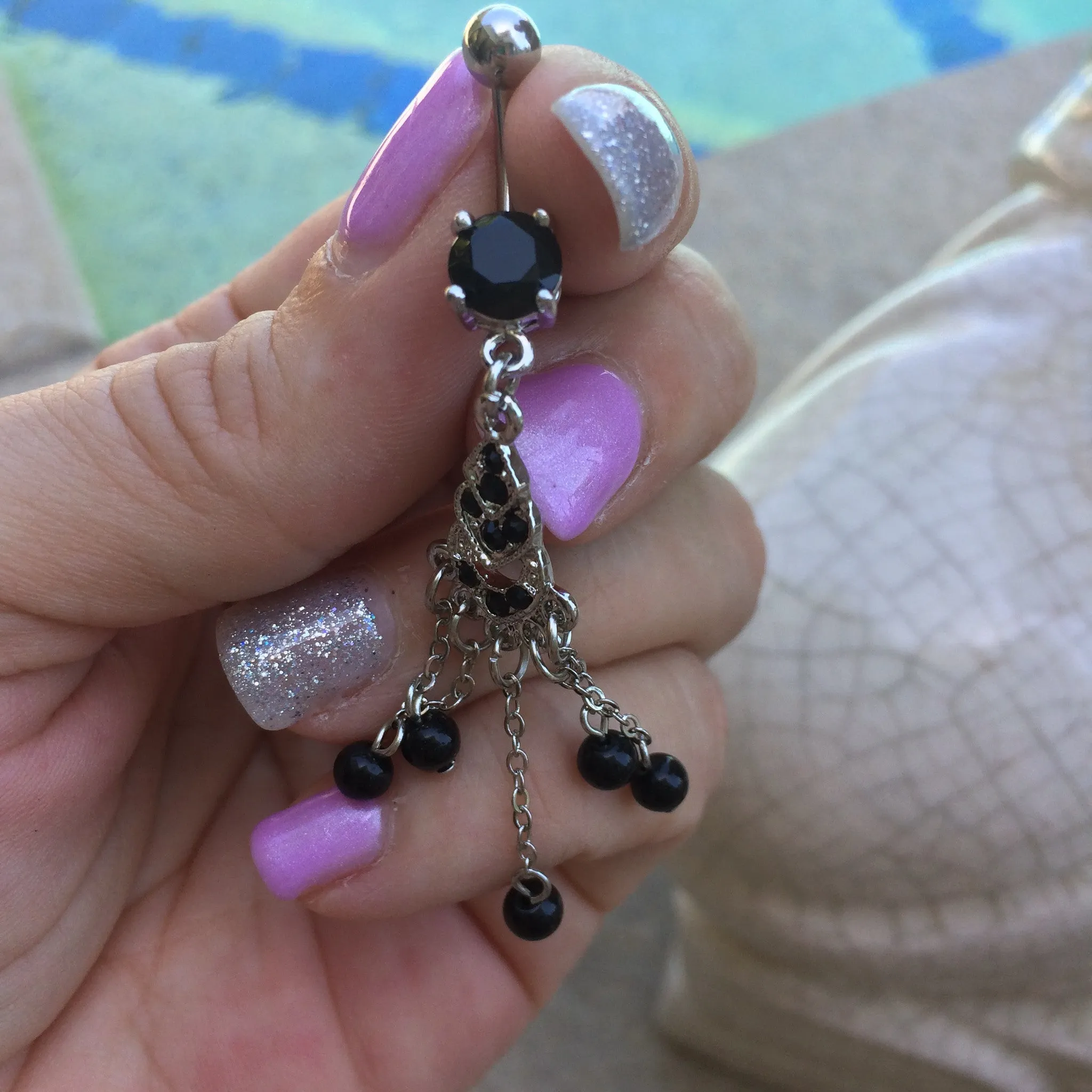 Black Vintage Chandelier Belly Piercing