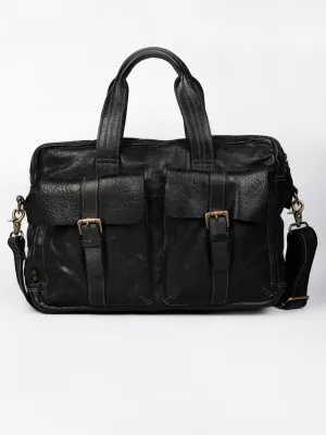 Black Vintage Leather Laptop Bag For Men & Women By Art N Vintage