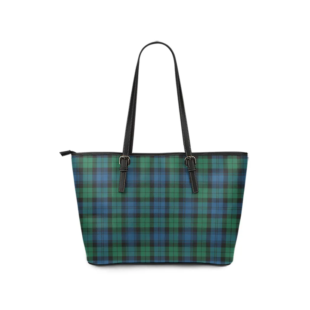 Black Watch Ancient Tartan Leather Tote Bag