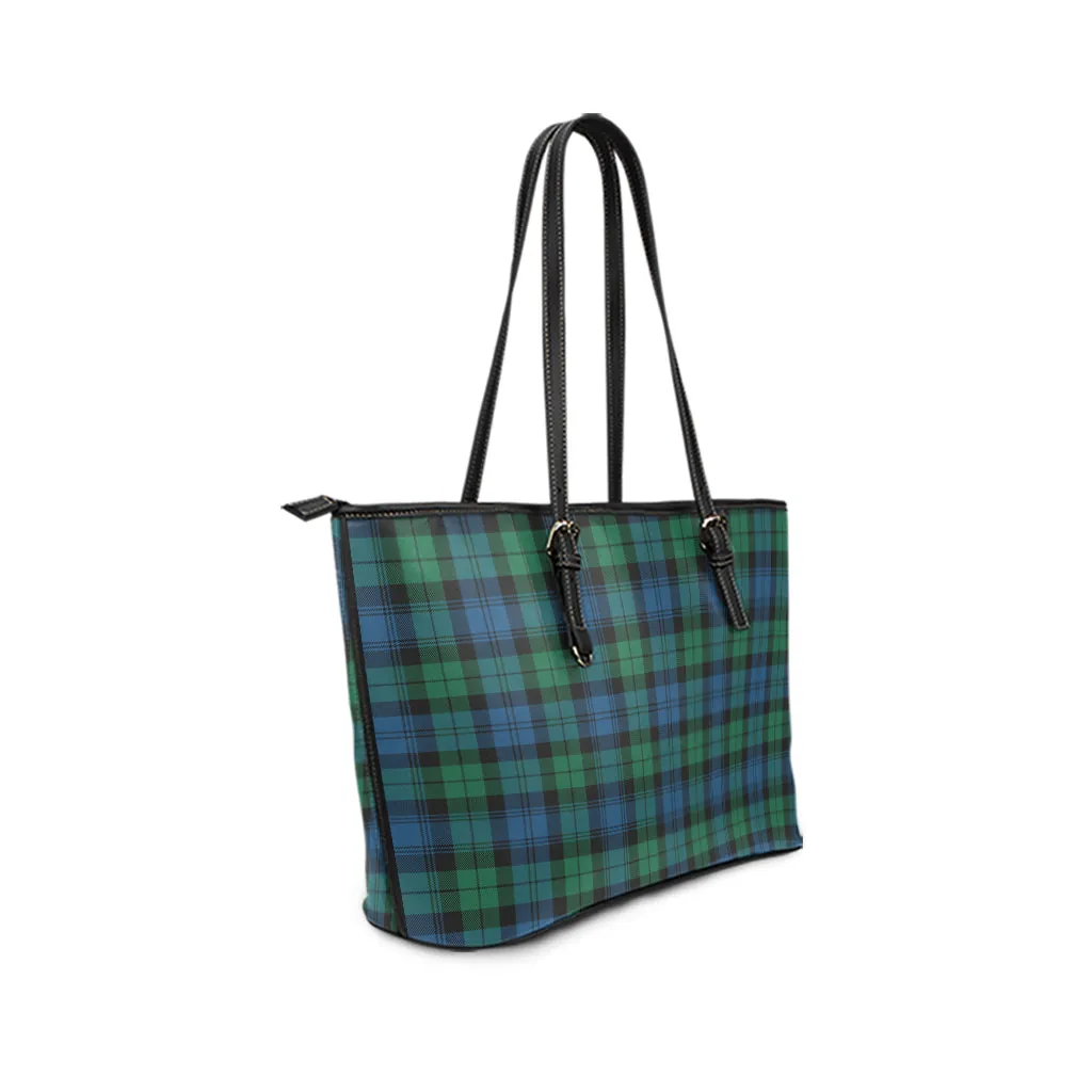 Black Watch Ancient Tartan Leather Tote Bag