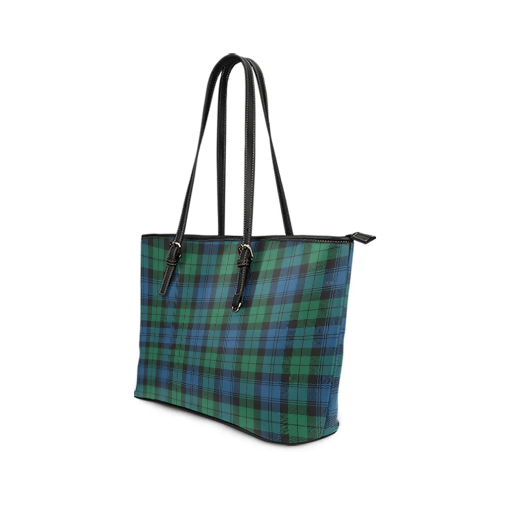 Black Watch Ancient Tartan Leather Tote Bag