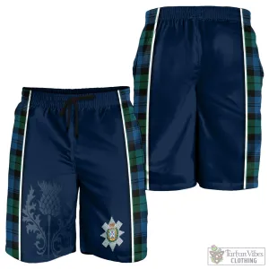 Black Watch Ancient Tartan Men's Shorts with Family Crest and Scottish Thistle Vibes Sport Style