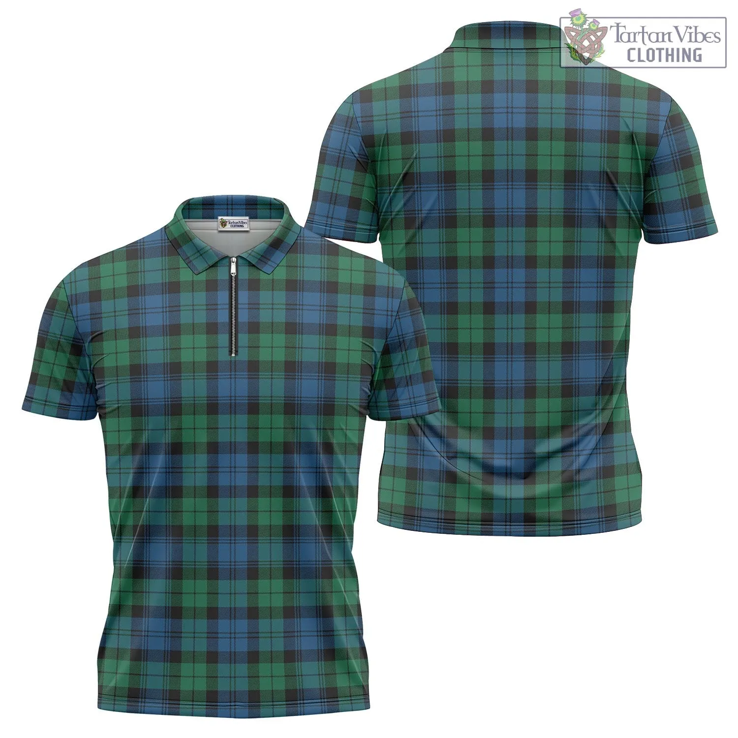 Black Watch Ancient Tartan Zipper Polo Shirt