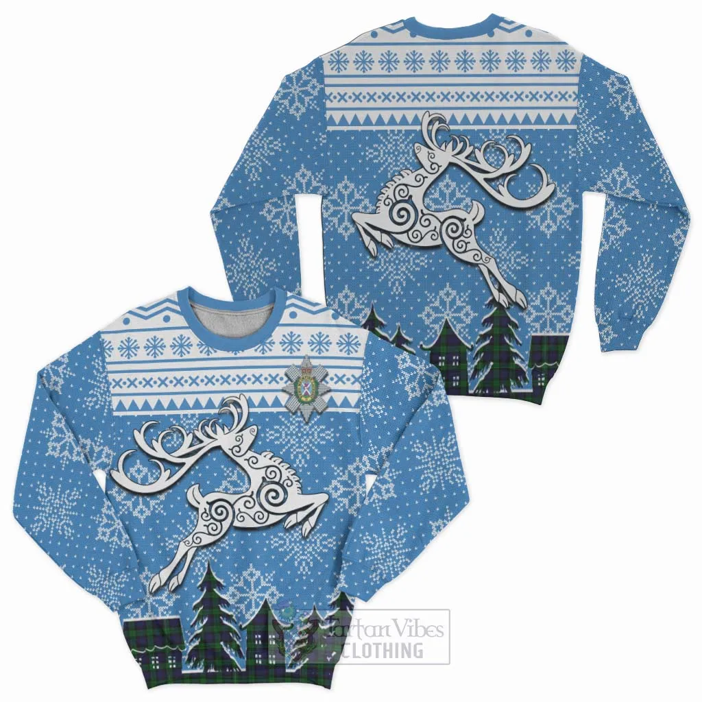 Black Watch Clan Christmas Sweatshirt Celtic Reindeer Style