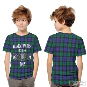 Black Watch Modern Tartan Kid T-Shirt with Family Crest DNA In Me Style