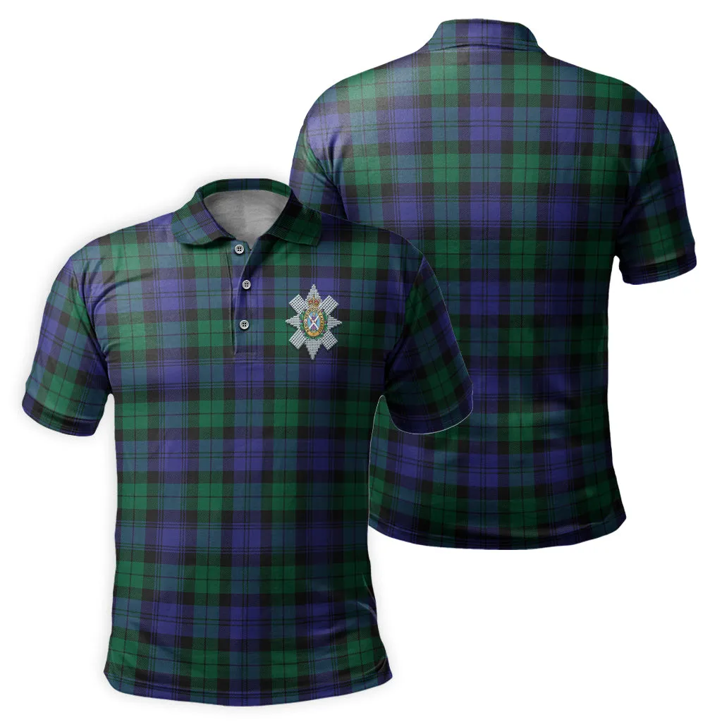 Black Watch Modern Tartan Men's Polo Shirt with Family Crest