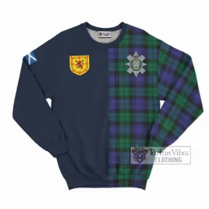 Black Watch Modern Tartan Sweatshirt Alba with Scottish Lion Royal Arm Half Style