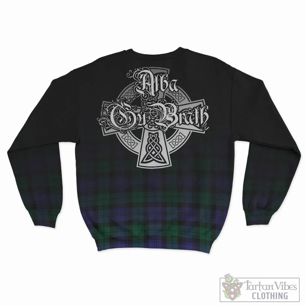 Black Watch Modern Tartan Sweatshirt Featuring Alba Gu Brath Family Crest Celtic Inspired