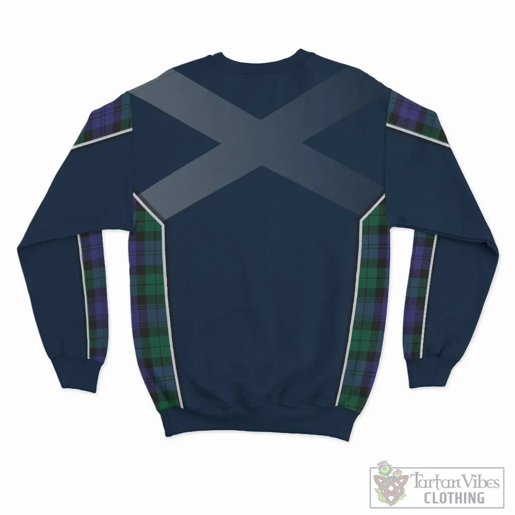 Black Watch Modern Tartan Sweatshirt with Family Crest and Scottish Thistle Vibes Sport Style