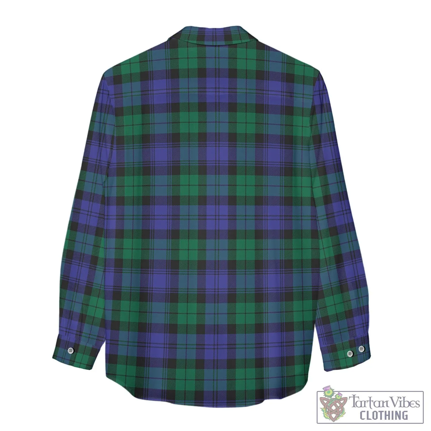 Black Watch Modern Tartan Women's Casual Shirt with Family Crest