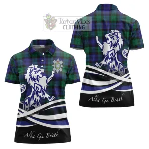 Black Watch Modern Tartan Women's Polo Shirt with Alba Gu Brath Regal Lion Emblem