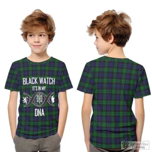 Black Watch Tartan Kid T-Shirt with Family Crest DNA In Me Style