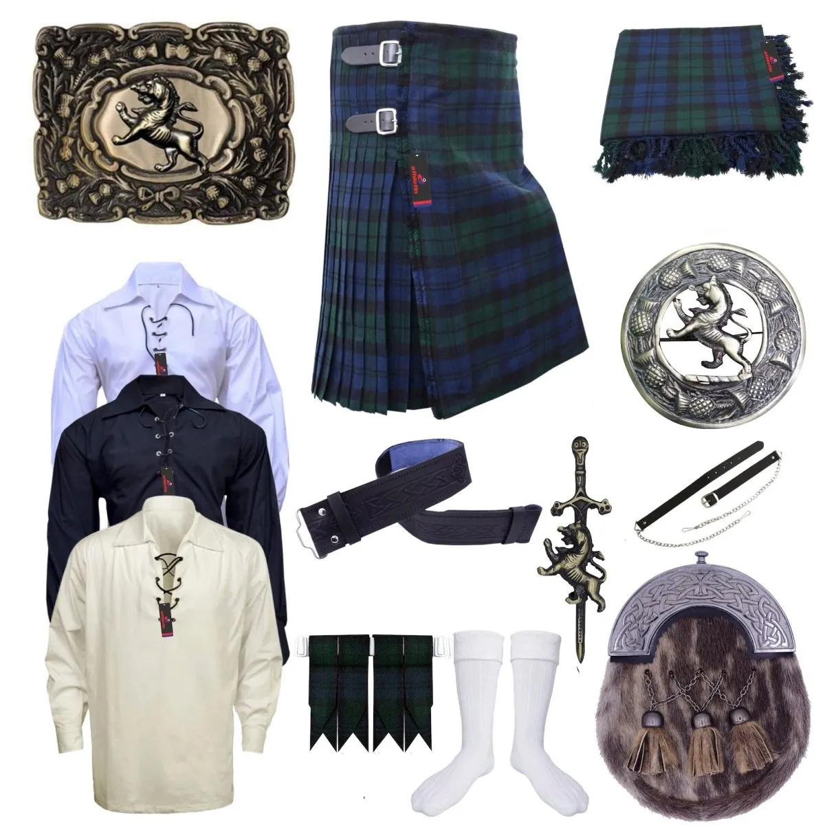 Black Watch Tartan Kilt - Authentic Scottish Ensemble