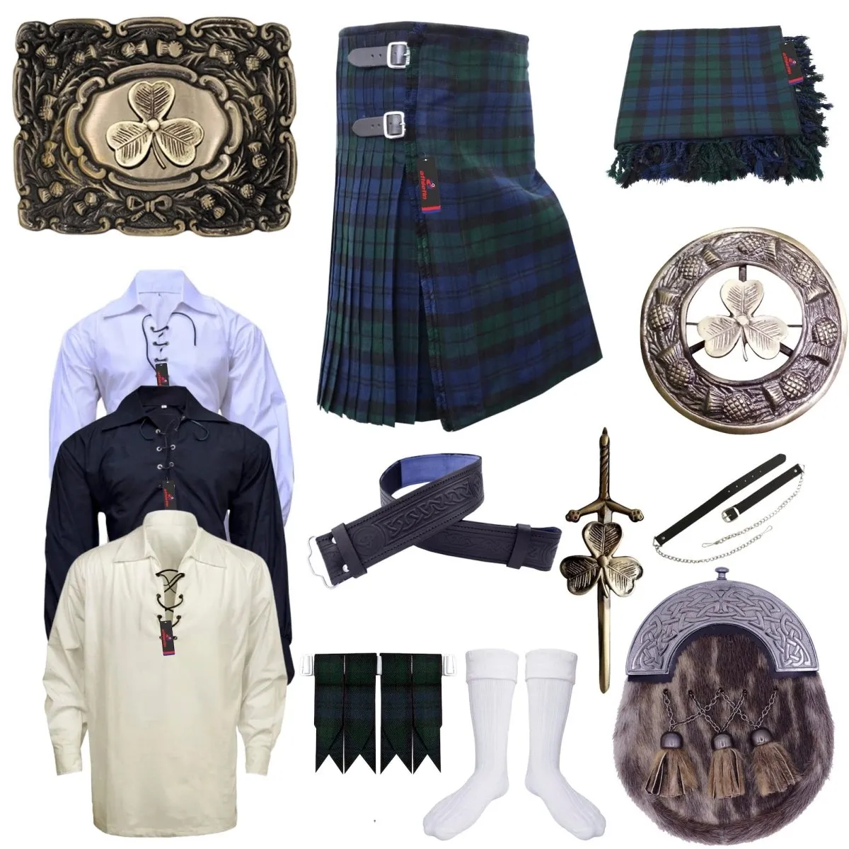 Black Watch Tartan Kilt - Authentic Scottish Ensemble