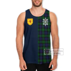 Black Watch Tartan Men's Tank Top Alba with Scottish Lion Royal Arm Half Style