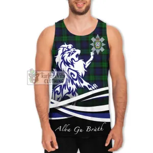 Black Watch Tartan Men's Tank Top with Alba Gu Brath Regal Lion Emblem