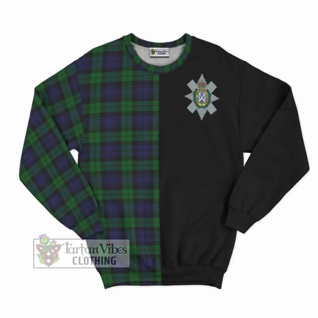 Black Watch Tartan Sweatshirt with Family Crest and Half Of Me Style