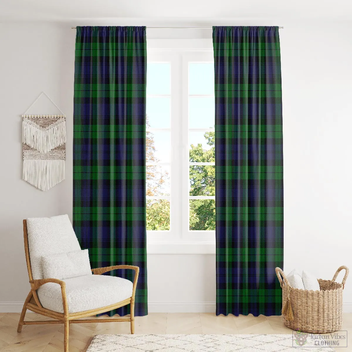 Black Watch Tartan Window Curtain