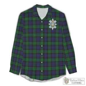 Black Watch Tartan Women's Casual Shirt with Family Crest