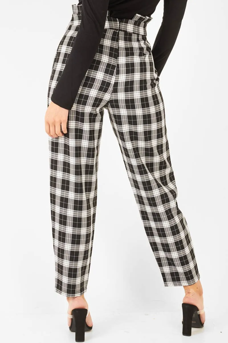 Black White Check Frill Detail Trousers - Bristal